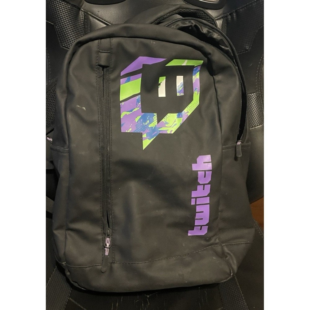 Twitch Backpack Black Gaming Laptop Bag Mens Medium TPU Fabric 2023 Edition